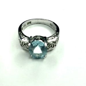 Solid silver Aquamarine ring,